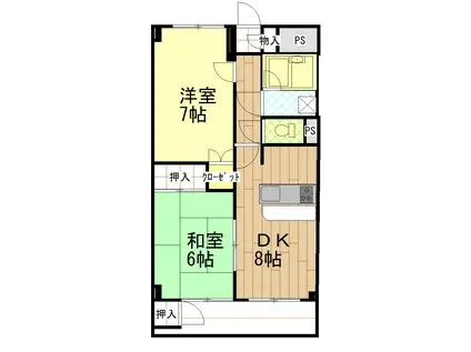 メゾンレクレール(2DK/2階)の間取り写真