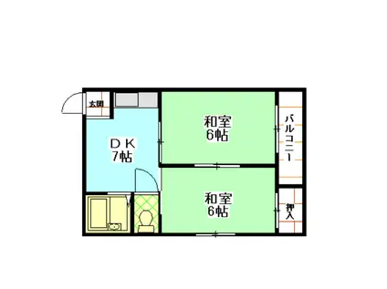 第1山野ハイツ(2DK/2階)の間取り写真