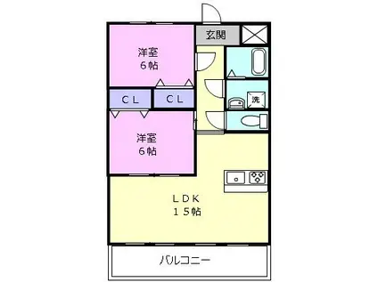 ロイヤル・ふじ(2LDK/7階)の間取り写真