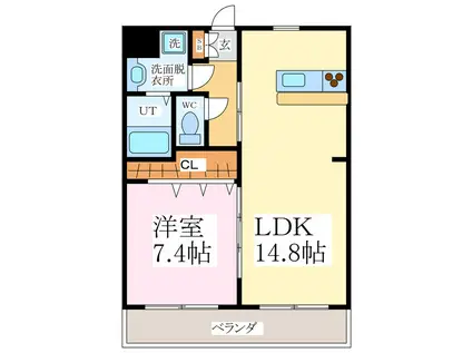 ソシエ フラッツ(1LDK/3階)の間取り写真