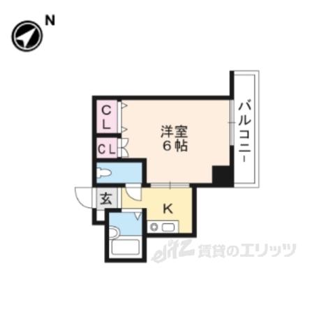 ヤマシナアーバンコテージ(1K/2階)の間取り写真