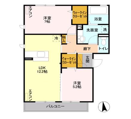 東武佐野線 佐野市駅 徒歩22分 3階建 築14年(2LDK/1階)の間取り写真