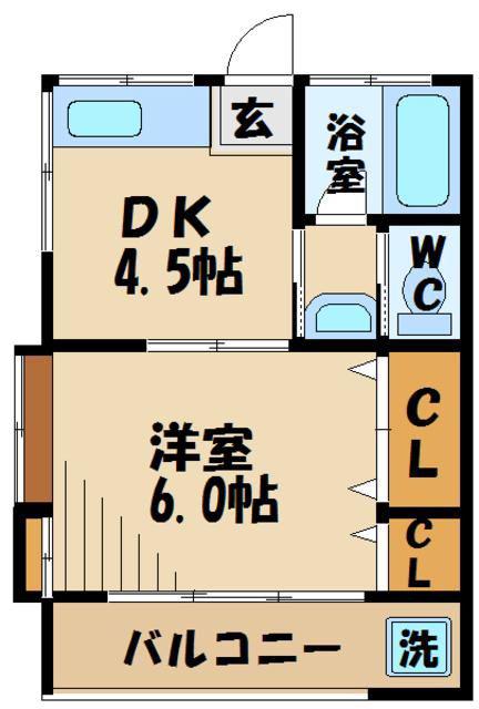 ハイツタチバナ(1K/1階)の間取り写真