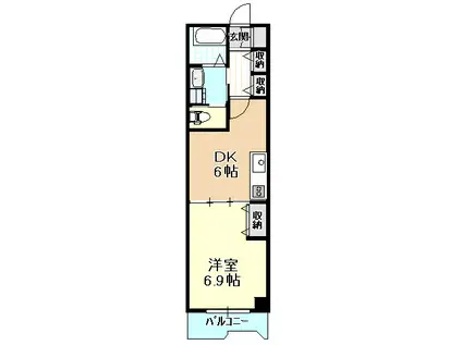 ELLEGRAND OZU(1DK/6階)の間取り写真