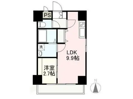 プレシャスタイム亀井町(1LDK/9階)の間取り写真