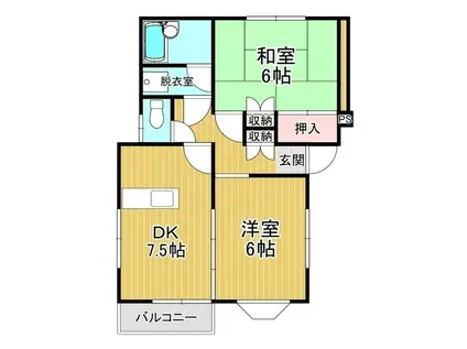 ハイツ翼(2DK/1階)の間取り写真