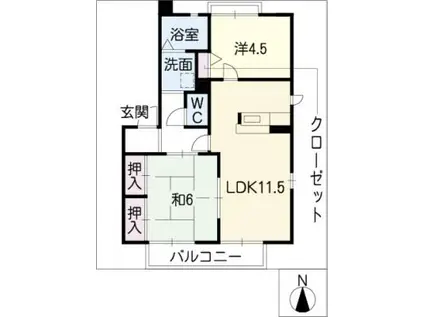 グランドゥールII(2LDK/1階)の間取り写真