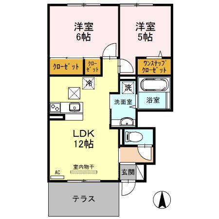 ラルーチェII(2LDK/1階)の間取り写真