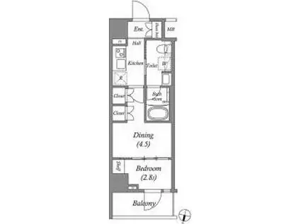 ARKMARK志茂STA(1DK/6階)の間取り写真