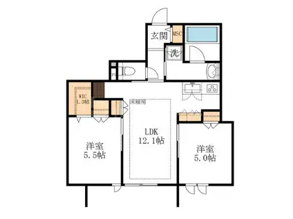 LANA(2LDK/2階)の間取り写真