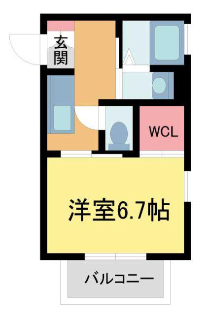 シャーメゾン芦屋(1K/2階)の間取り写真