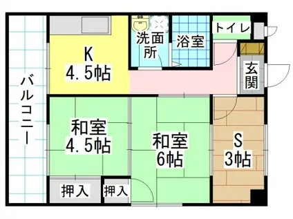 コーポあけだ(2SK/2階)の間取り写真