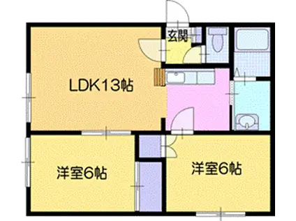 エステートピアL(2LDK/1階)の間取り写真