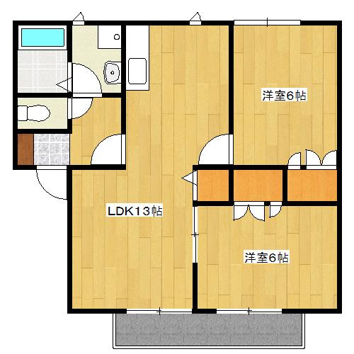 メゾン・タチバナD(2LDK/2階)の間取り写真