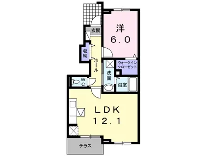 スカイピア(1LDK/1階)の間取り写真