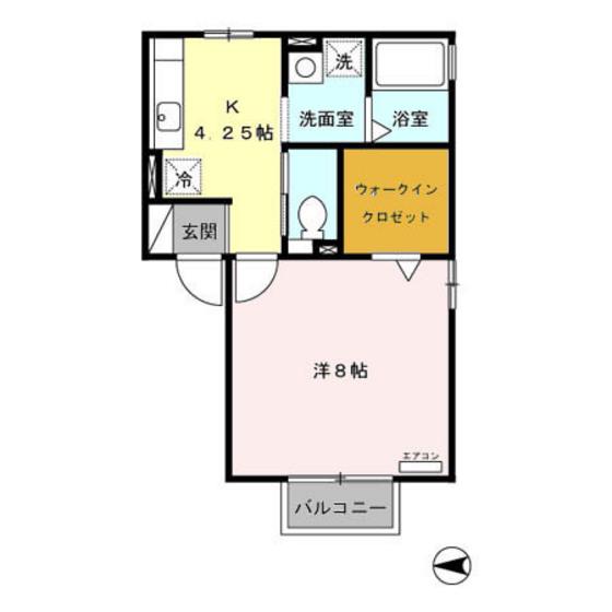 エムロード(1K/1階)の間取り写真