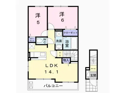 メゾン フィオーレ(2LDK/2階)の間取り写真