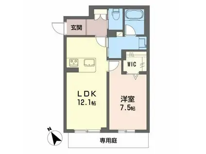 グローリアス浜松(1LDK/1階)の間取り写真