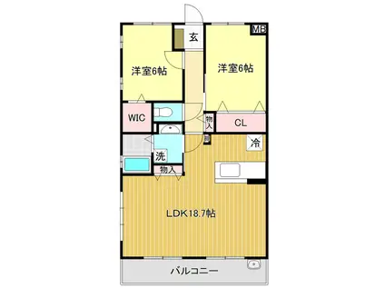 グランドール百石II(2LDK/5階)の間取り写真