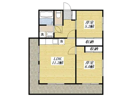 メゾンエスポアール(2LDK/2階)の間取り写真