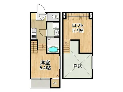 MODERN PALAZZO 宇都 AI SECOND(1SK/1階)の間取り写真