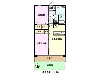 デュークWATANABE(2LDK/1階)の間取り写真