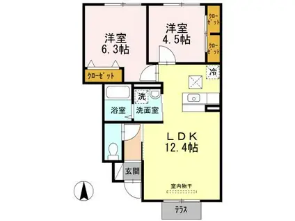 シャルムハウス大財(2LDK/1階)の間取り写真