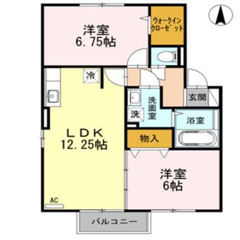 エクセレントヴィラ B棟(2LDK/2階)の間取り写真