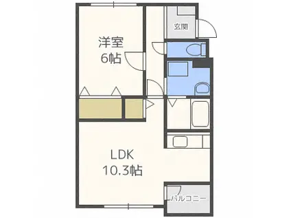 カーサ・プラシード(1LDK/4階)の間取り写真