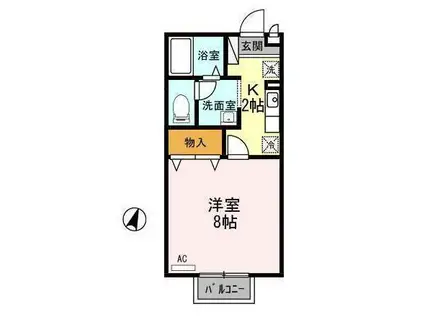 セジュール山田C(1K/2階)の間取り写真