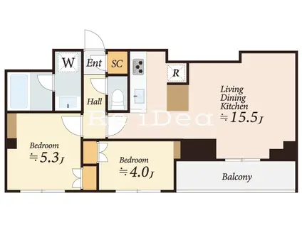 プラネソシエプラス旗の台(2LDK/3階)の間取り写真