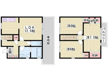 アルスクレストI(3LDK/1階)の間取り写真