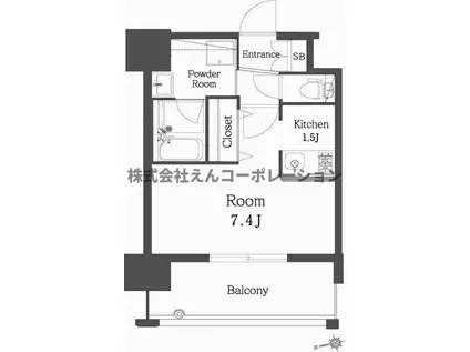 エンクレスト博多REY(1K/7階)の間取り写真