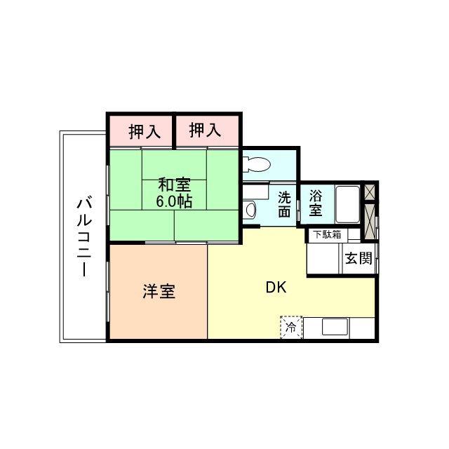 レジデンスミキオ(2DK/1階)の間取り写真