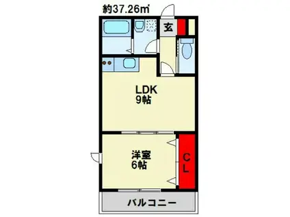 華里レジデンス(1LDK/3階)の間取り写真