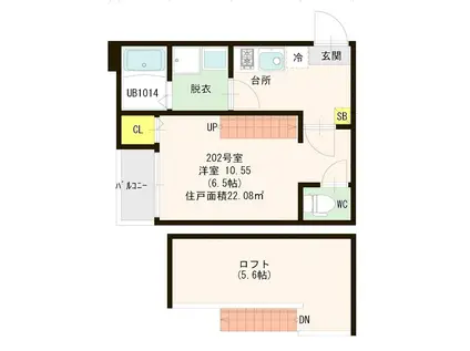 ACERO(1K/2階)の間取り写真