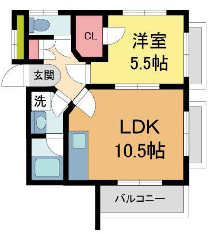 阪急神戸線 西宮北口駅 徒歩5分 3階建 築24年(1LDK/1階)の間取り写真