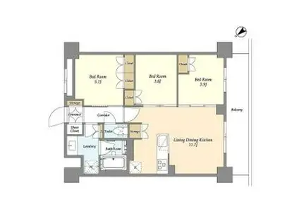 パールマンション柳沢(1K/2階)の間取り写真