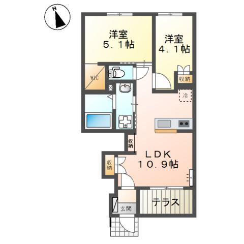 パドレ ムールトメスク(2LDK/1階)の間取り写真