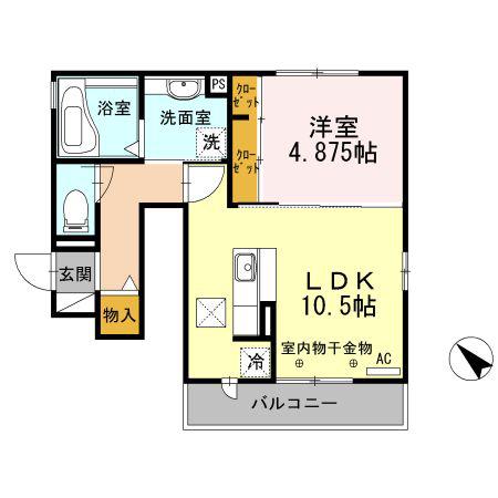 アムール A(1LDK/1階)の間取り写真