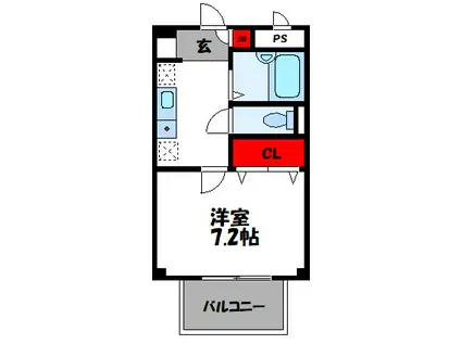 ルームコーポ進(1K/1階)の間取り写真