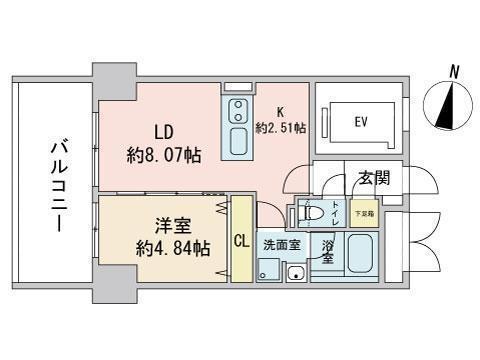 モデナフィネスト(1LDK/4階)の間取り写真