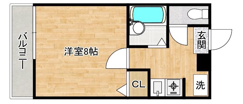 エスポワール城野(1K/6階)の間取り写真