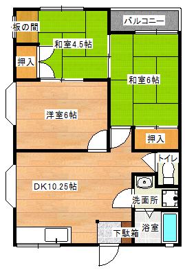 第2清水コーポ(3DK/2階)の間取り写真