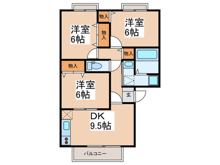 コートダジュール(3DK/1階)の間取り写真