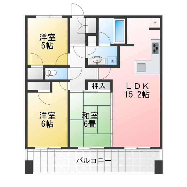 レクセルプラザ本川越(3LDK/6階)の間取り写真