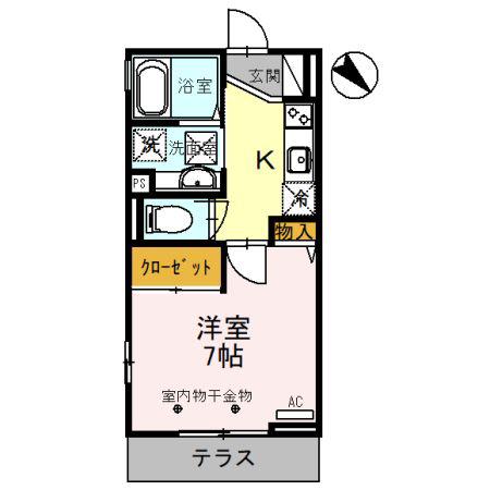 ロコモーション五福(1K/1階)の間取り写真