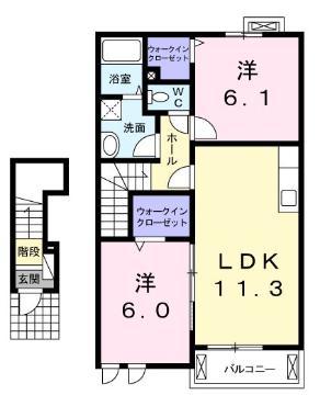 コルソ YK(2LDK/2階)の間取り写真