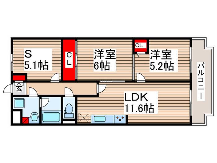 ISM三郷(2SLDK/5階)の間取り写真