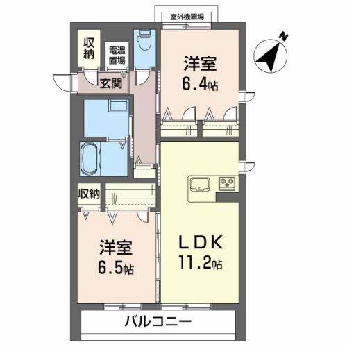フォーブール馬場町(2LDK/2階)の間取り写真